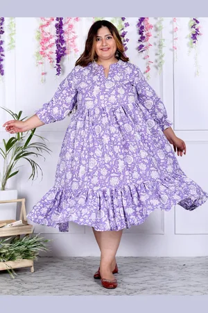 Kalini Floral Printed Plus Size Fit & Flare Midi Dress