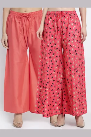 GRACIT Women Pack of 2 Orange Printed Flared Knitted Ethnic Palazzos