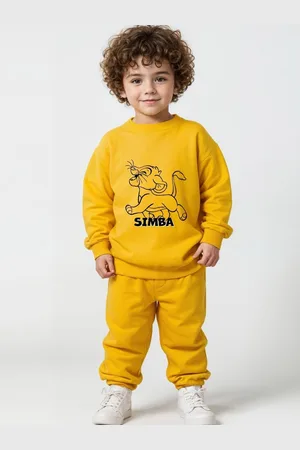 Minicult Kids Printed Round Neck Pure Cotton Sweatshirt With Jogger