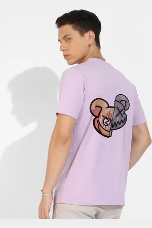 Campus Lavender & Black Graphic Printed Cotton T-shirt