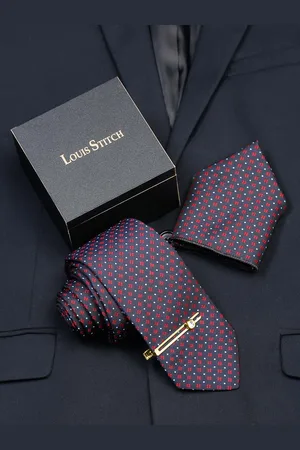 LOUIS STITCH Men Printed Silk Necktie Accessory Gift Set