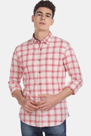 Ralph Lauren Men Red & Off-White Regular Fit Checked Cotton Casual Shirt