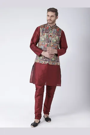 Hangup Men Kurta Set With Churidar & Nehru Jacket