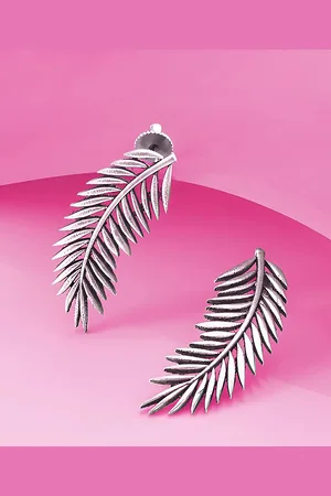 Sangria Silver Plated Leaf Shaped Drop Earrings