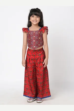 LIL DRAMA Girls Ethnic Motifs Printed Top with Palazzos
