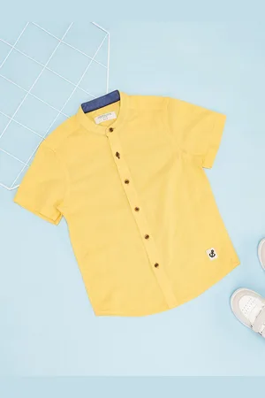 Pantaloons Boys Band Collar Solid Cotton Casual Shirt