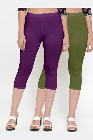 GRACIT Women Set of 2 Purple & Green Capris