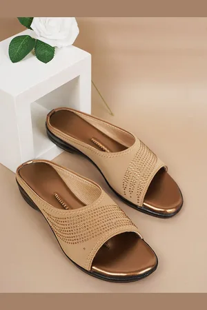 STYLE SHOES Embellished Open Toe Mules