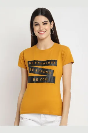 Corsica Women Regular Fit Typography Printed Round Neck Cotton T-shirt