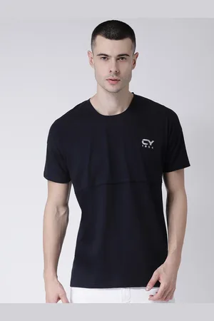 Club York Men Navy Blue Solid Round Neck T-shirt