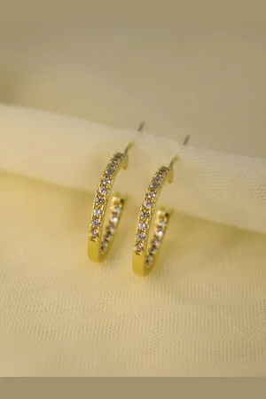 AQUASTREET 14K Gold Plated Zircon Hoops Lightweight Earrings