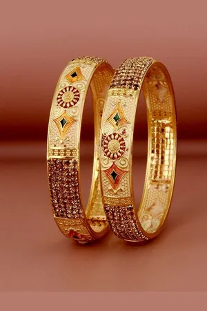 Lucky Jewellery Set Of 2 18K Gold-Plated Bangles