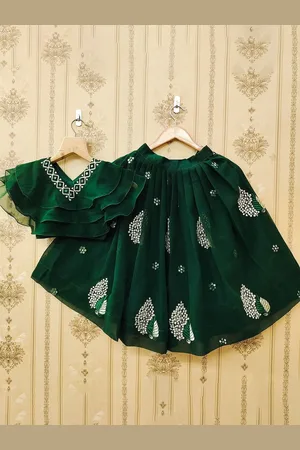 BAESD Girls Embellished Thread Work Ready to Wear Lehenga &