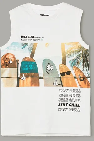 Lifestyle Boys Graphic Printed Sleeveless Pure Cotton T-shirt