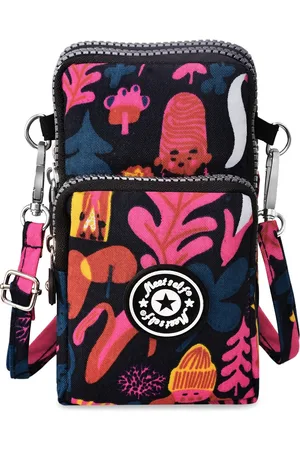 Diva Dale Black & Pink Floral Phone Holder Multi-Pockets Sling Bag