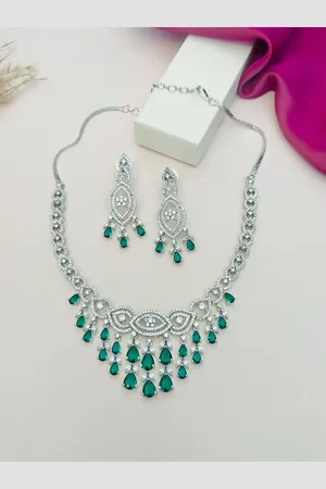 ABDESIGNS Enchanting Silver Plated American Diamond Necklace