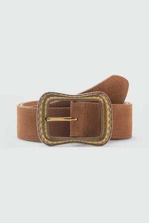 MANGO Women Leather Wide Belt