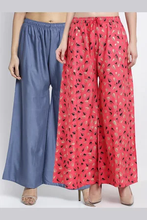 GRACIT Women Set of 2 Grey & Pink Printed Palazzos