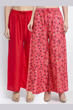 GRACIT Women Set of 2 Red Printed Rayon Palazzos