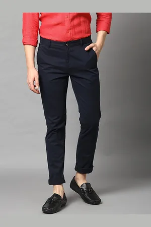 HARSAM Men Navy Blue Slim Fit Solid Chinos