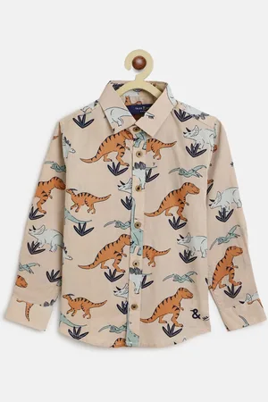 TALES & STORIES Boys Beige Printed Casual Shirt
