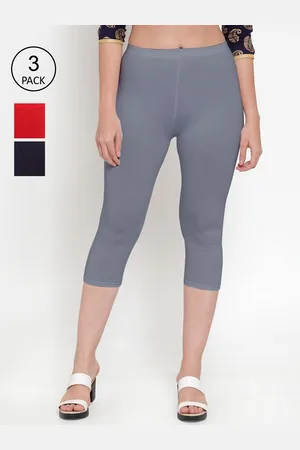 GRACIT Women Pack of 3 Red & Navy Blue Capris