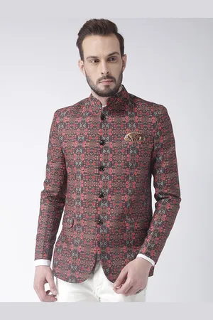 Hangup Men Brown Printed Blazer
