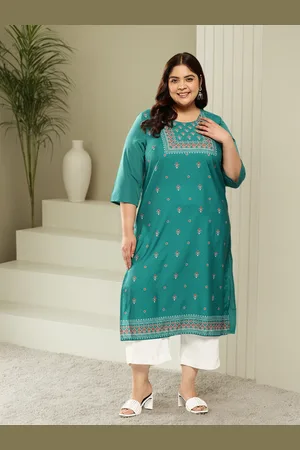Sztori Plus Size Printed Straight Kurta