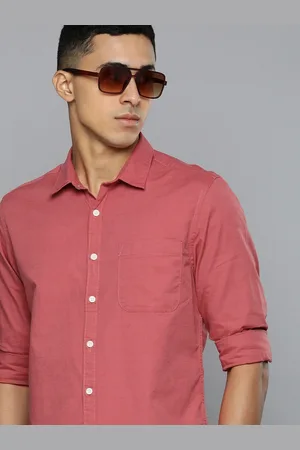 Flying Machine Men Red Solid Standard Slim Fit Casual Shirt