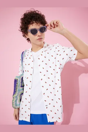 Mast & Harbour Men White Slim Fit Printed Casual Shirt