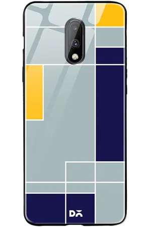 DailyObjects Grey & Blue Light Smoke Blocks OnePlus 7 Glass Case