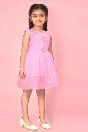 BAESD Girls Round Neck Sleeveless Net Fit & Flare Dress