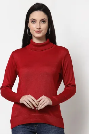 Club York Women Red Acrylic Pullover Sweater