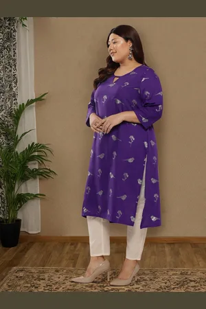 Sztori Plus Size Ethnic Motifs Printed Straight Kurta