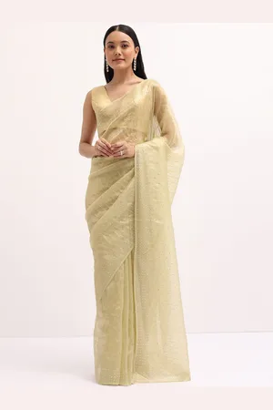 KALKI Fashion Striped Sequinned Tissue Saree