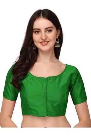 PUJIA MILLS Women Green Solid Readymade Saree Blouse