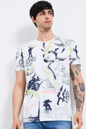 SPYKAR Men Abstract Printed Round Neck Cotton Slim Fit T-shirt
