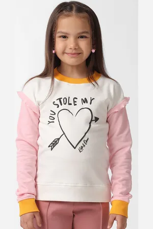 KATE & OSCAR Girls Self Design Round Neck Cotton Pullover Sweatshirt