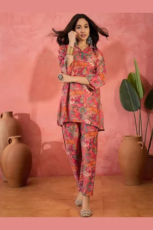 Sangria Floral Printed Tunic With Trouser
