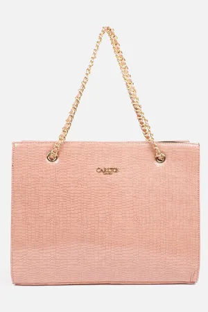 Carlton London Women Peach Textured Synthetic Handheld Bag