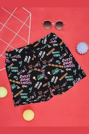 Pantaloons Girls Typography Printed Cotton Shorts