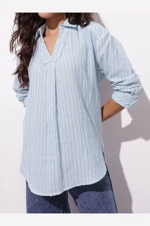 DressBerry Comfy Chic Stripes High-Low Top