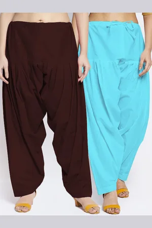 GRACIT Women Brown & Blue Pack of 2 Solid Cotton Salwars