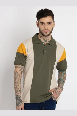 Status Quo Men Colourblocked Polo Collar Cotton T-shirt