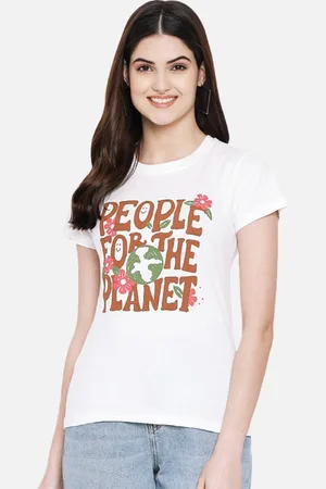 Corsica Women Regular Fit Typography Printed Round Neck Cotton T-shirt