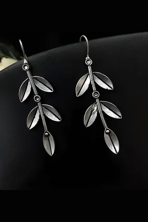 Sangria Silver Plated Leaf Shaped Drop Earrings