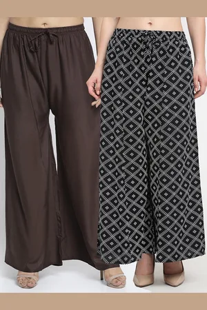GRACIT Women Pack of 2 Brown & Black Printed Flared Knitted Ethnic Palazzos