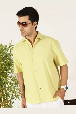 Mast & Harbour Men Premium Relaxed Fit Spread Collar Solid Cotton Casual Shirt