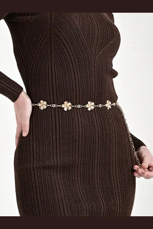 Kazo Women Floral Rhinestone Chain Belt