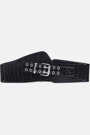 Kazo Women Black Textured PU Belt
